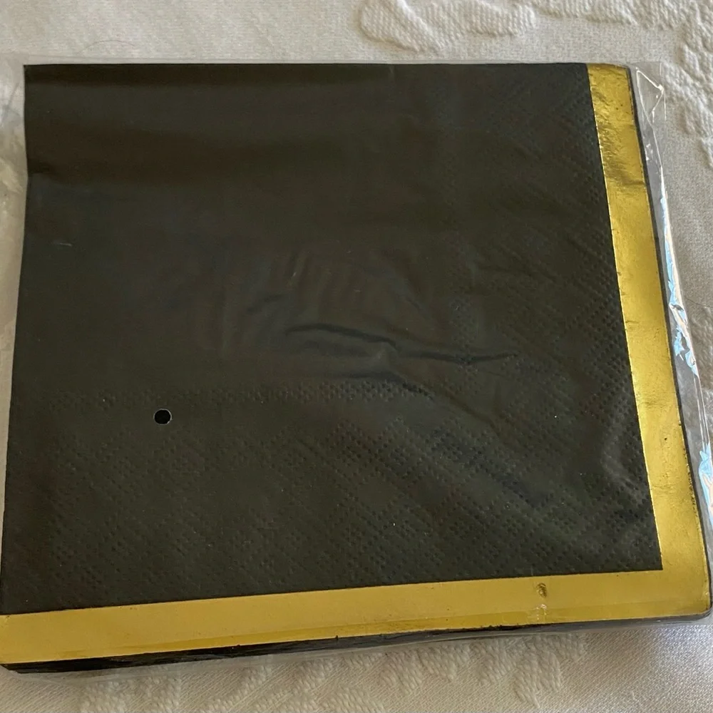 Black and Gold Paper Party Supplies NWT
